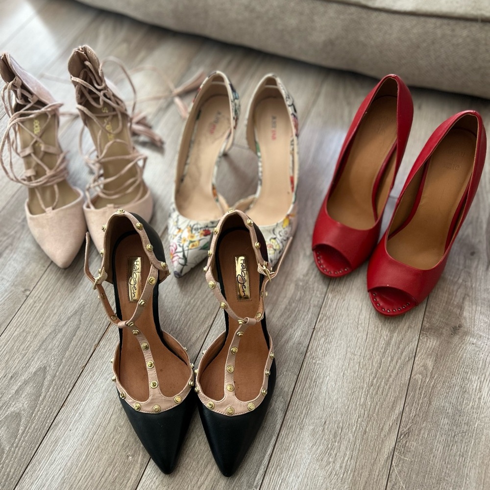 4 pairs of gently used heels, all size 8US